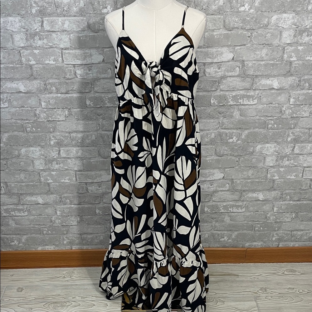 Tabitha Brown for Target Botanical Print Sleeveless Tie-Front Midi Dress